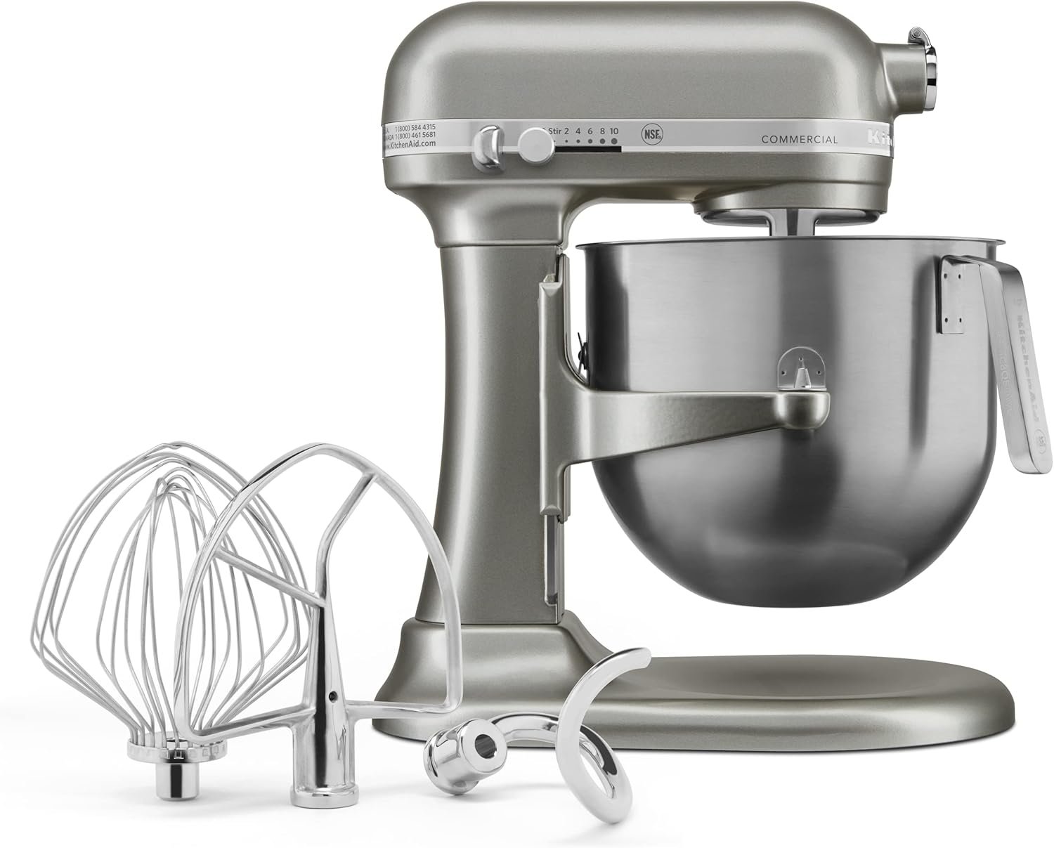 KitchenAid KSM8990CU 8-Quart Commercial Countertop Mixer, 10-Speed, Gear-Driven, Contour Silver - Image 3