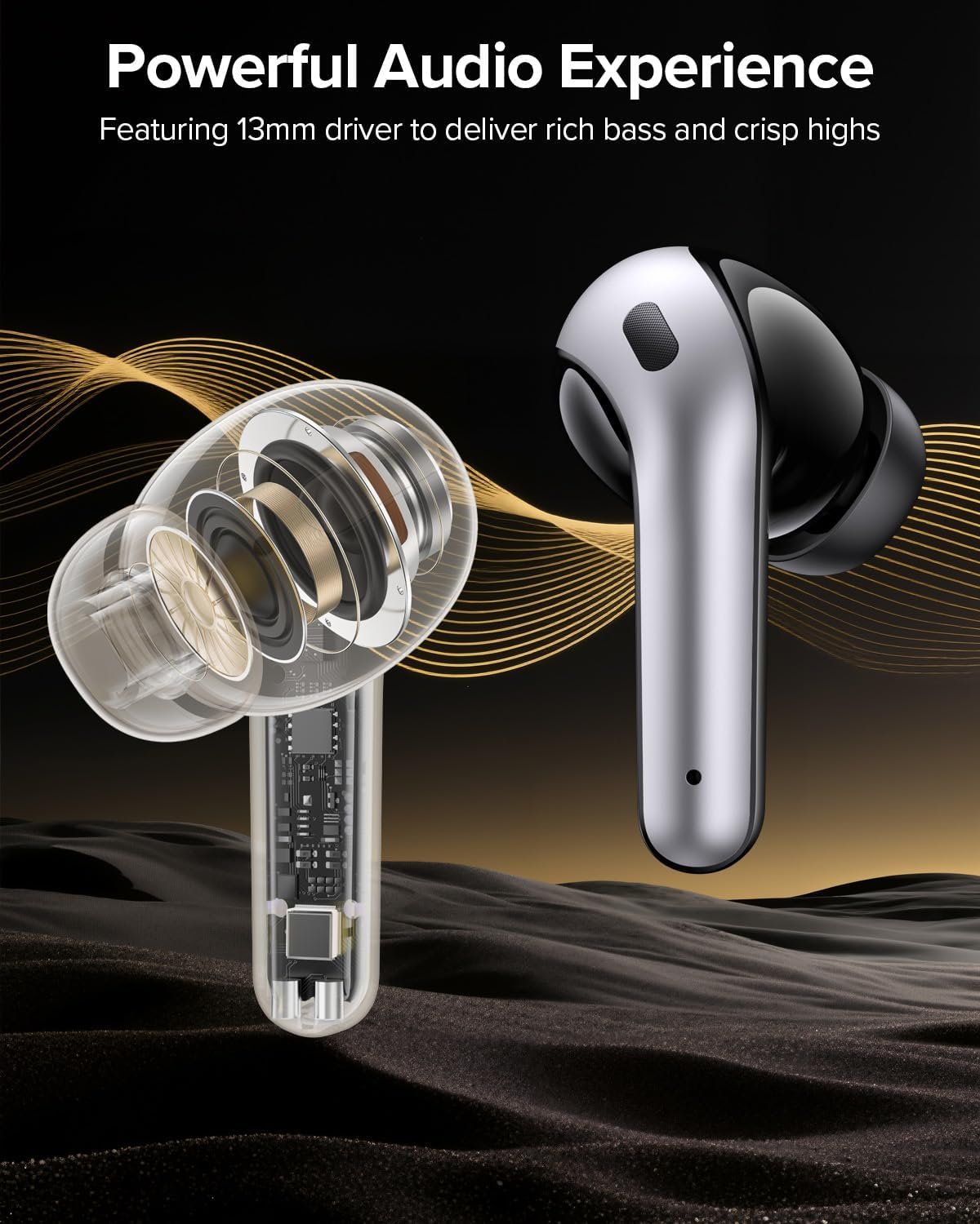 TAGRY Bluetooth Headphones True Wireless Earbuds 60H Playback LED Power Display Earphones with Wireless Charging Case IPX5 Waterproof in-Ear Ear buds with Mic for TV Smart Phone Laptop Computer Sports - Image 4