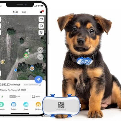 wanwaytech GPS Tracker for Dogs, Pet GPS Location, Unlimited Range, Waterproof, Smart Pet Activity Tracker