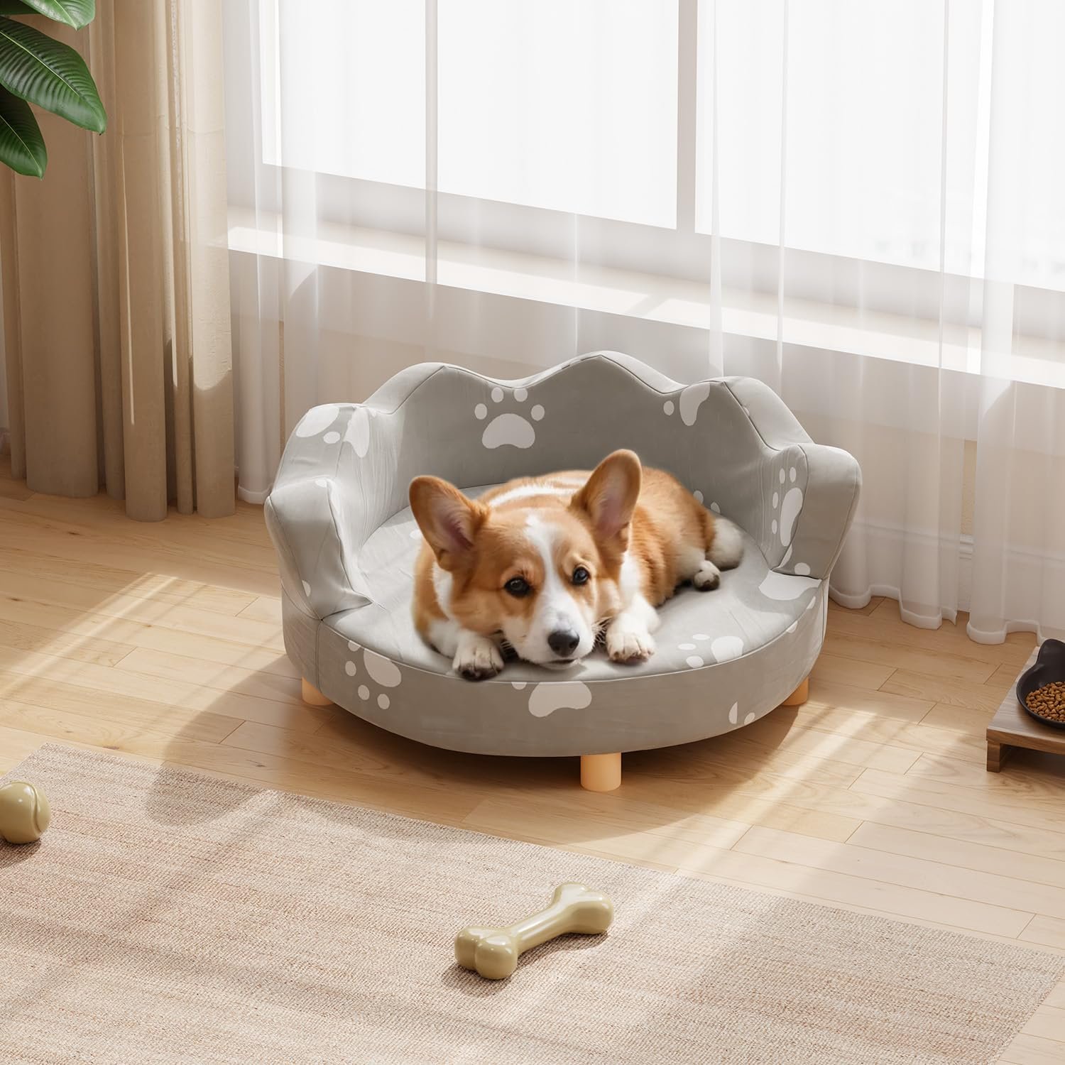 Dog Sofa, Pet Couch for Small-Sized Dogs and Cats Soft Velvety Pet Bed Couch with Legs 80 lbs Loading Washable Cat Sofa para Perros Chair for Small Dog/Cat-Gray - Image 7