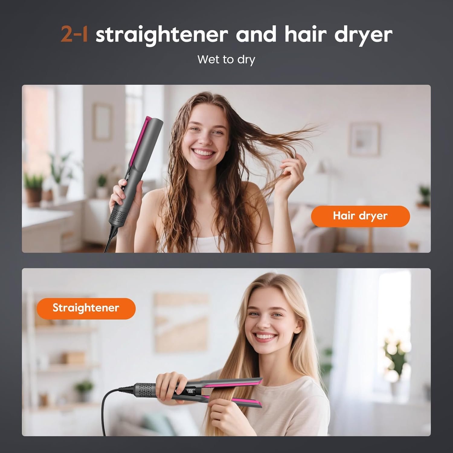 slopehill 2-in-1 Hair Straightener and Blow Dryer, Professional Flat Iron with High-Speed Airflow Technology for Straight, Smooth Hair - Image 5