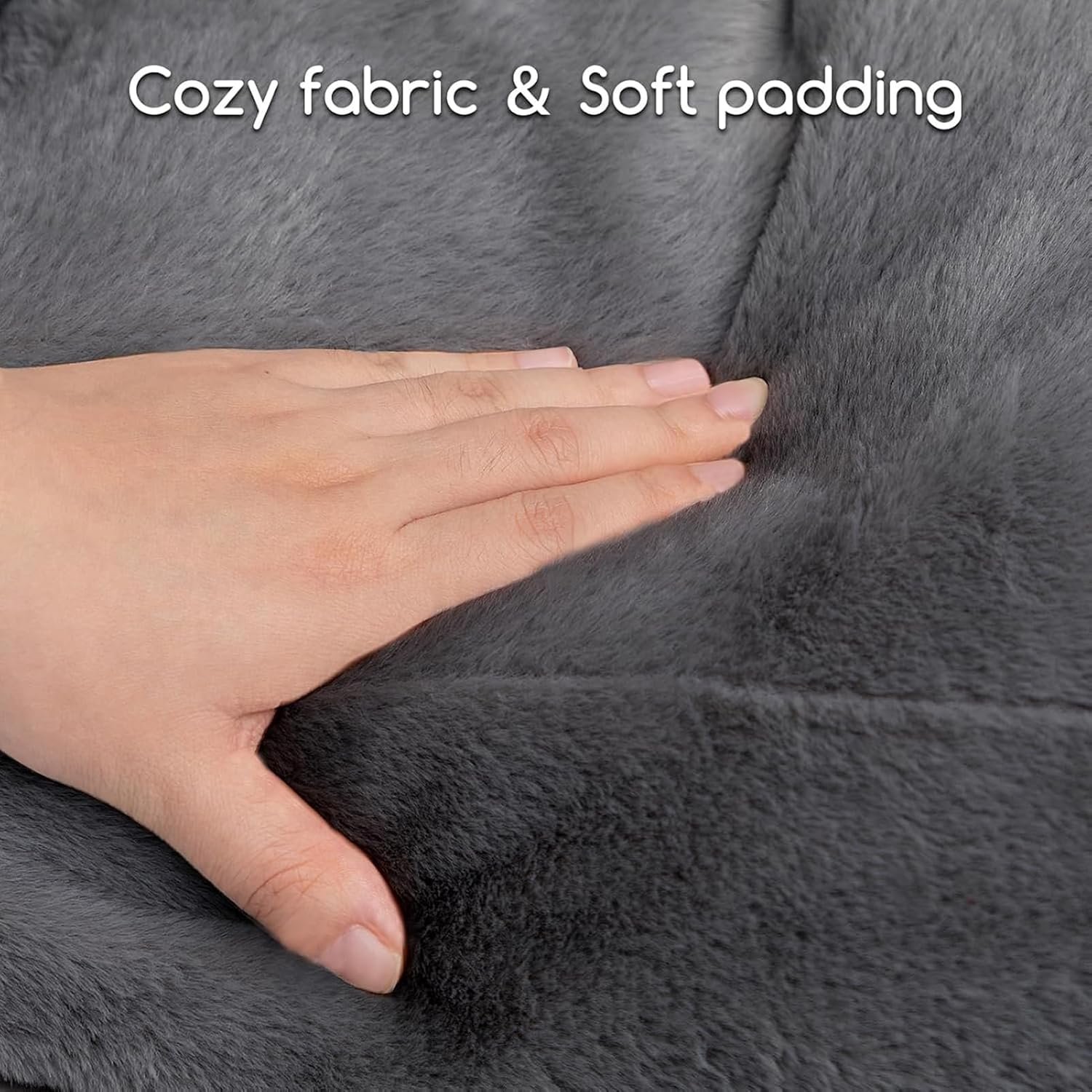 Hollypet Fluffy Plush Dog Cat Pet Couch Soft Calming Sofa Bed for Medium Small Cats and Dogs, Gray - Image 8