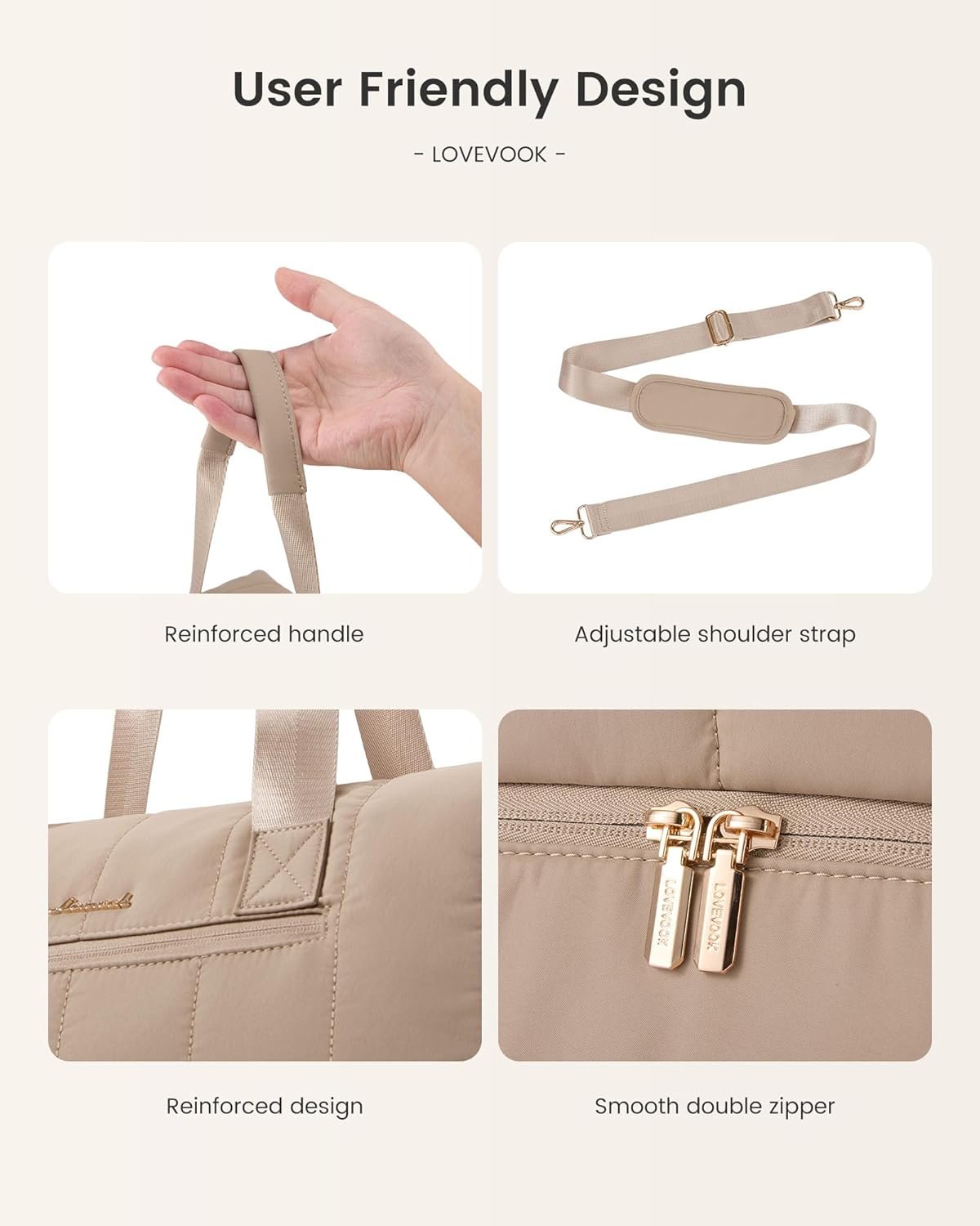 LOVEVOOK Travel Duffle Bag,Puffer Weekender Bags For Women with Shoe Compartment,42L Carry On Duffel Bags For Airplanes,Hospital Bag for Labor and Delivery,Overnight Bsg With Toiletry,2Pcs Set - Image 8