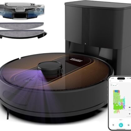 Robot Vacuum and Mop Combo, 5000Pa Robot Vacuum Cleaner with Self-Emptying, LiDAR Navigation Vacuum Robot, Home Mapping, No-Go Zones, App/Voice Control, Robotic Vacuums for Pet Hair Hard Floors Carpet