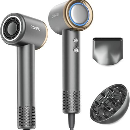 Hair Dryer, CONFU Ion Hair Dryer with Diffuser for Curly Hair, 110000 RPM Professional High Speed Blow Dryer, 1400W Diffuser Hairdryers Fast Drying for Women Men