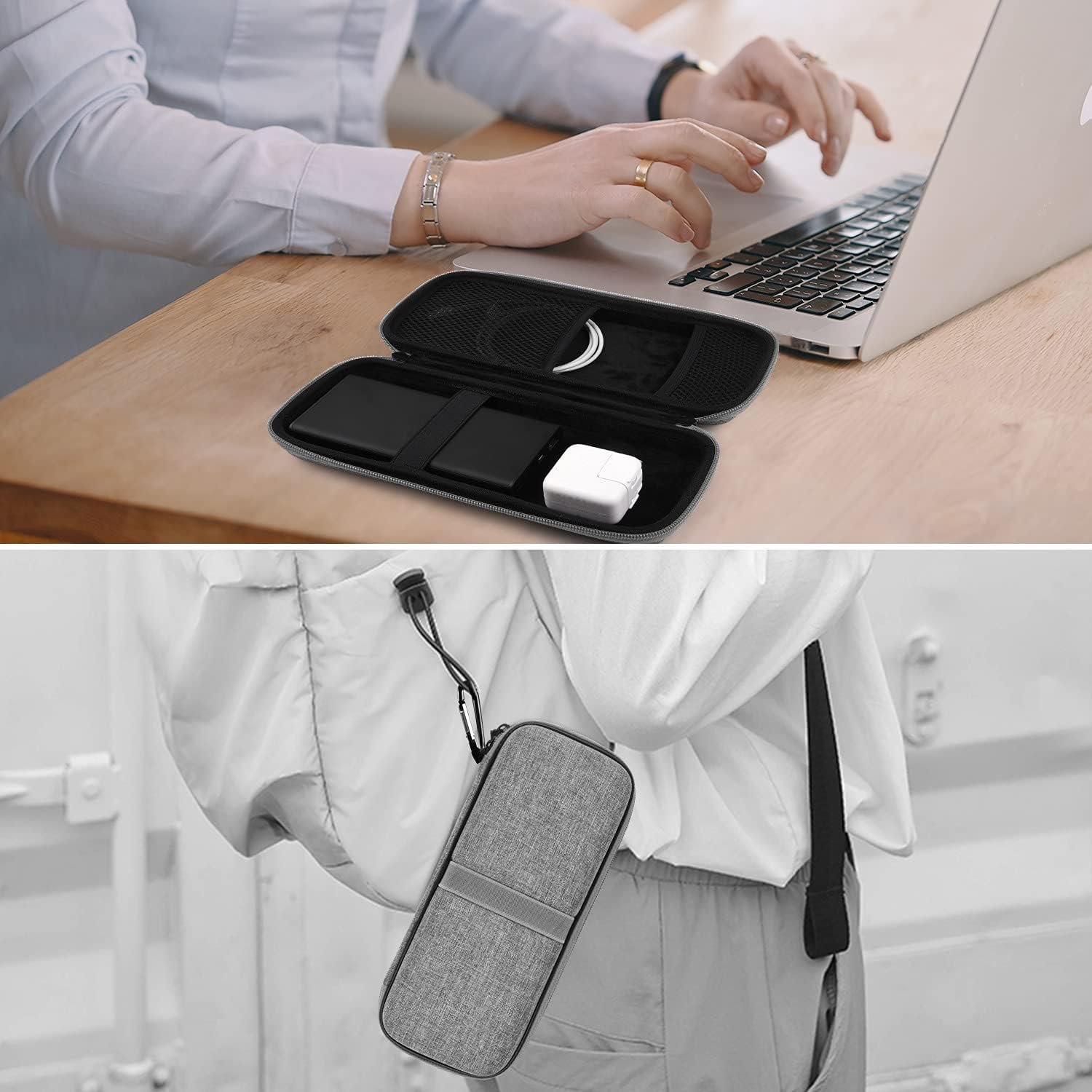 Powerbank Hard Travel Case Compatible RAV Power 26800/20100/20000mAh, Anker Power Core 26800mAh/ PowerCore +26800mAh, ROMOSS 30000mAh, Miady Charger, Ekrist, Lab599 Tx500 Radio(Light Grey) - Image 6