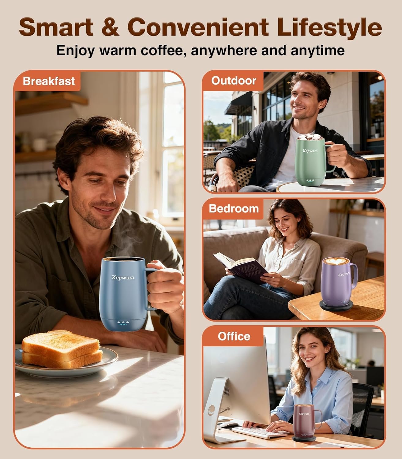 Heated Coffee Mug T2-Plus, 20oz Leading Large Capacity Self Heating Coffee Mug, Up to 8 Hrs Battery & Hot Up to 149℉, Smart Coffee Mug for Women, Men - Image 5