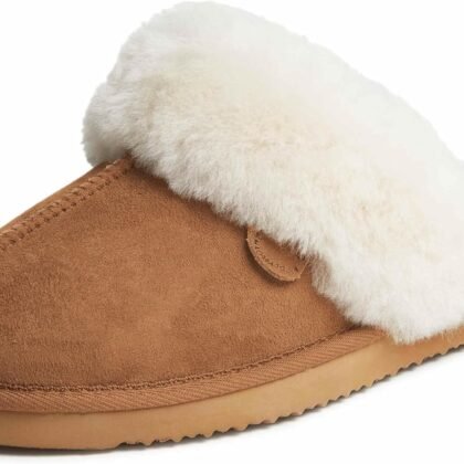 Fireside by Dearfoams Women's Fireside Sydney Shearling Fur Indoor/Outdoor Scuff Slipper With Wide Widths