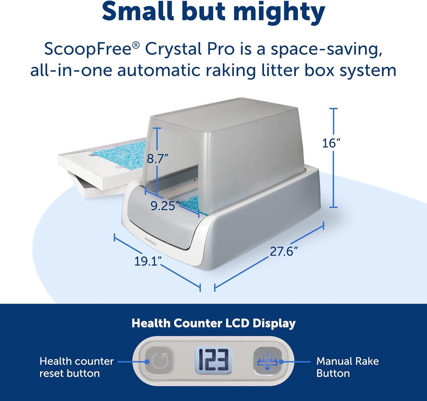 PetSafe Legacy ScoopFree Crystal Pro Self-Cleaning Automatic Cat Litter Box - Front-Entry Motion-Sensing Cat Box with Integrated Health Counter - Includes 1 Disposable Crystal Litter Tray - Image 3
