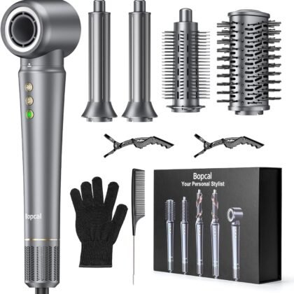 5 in 1 Hot Air Styler Wrap for Women - High-Speed Frizz-Free Hair Dryer Brush, Ion Fast Drying Auto Wrap Cruler, No Heat Damage Air Styler Wrap - Curl, Volumize, Straighten, Gift Idea