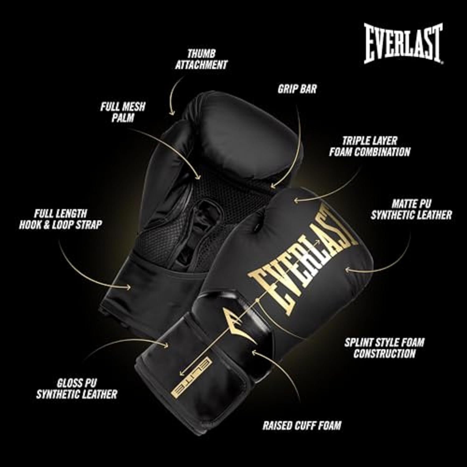 Everlast Elite 2 Boxing Gloves | Pro Training Gloves for Men and Women | Secure Fit Hook and Loop Closure & Ventilation - Image 4
