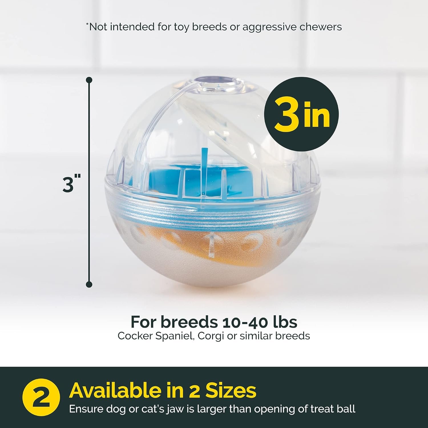 Pet Zone IQ Treat Ball Interactive Dog Ball - 3" Puzzle Treat Dispenser, Durable, Slow Feeder, for All Dog Breeds, Toys to Keep The Busy and Enrichment - Image 8