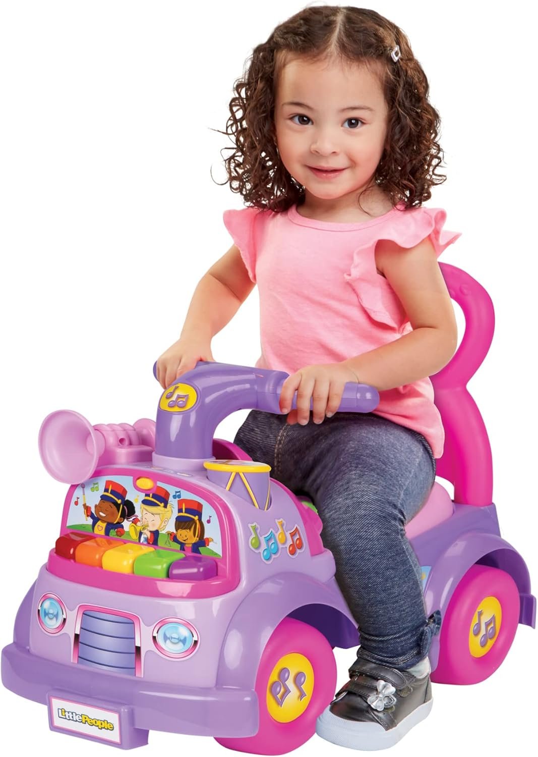 Little People Fisher-Price Music Parade Purple Ride-On, Plays 5 Marching Tunes & Other Sounds! Perfect for Toddler Boys & Girls Ages 1, 2, & 3 Years Old - Helps Foster Motor Skills