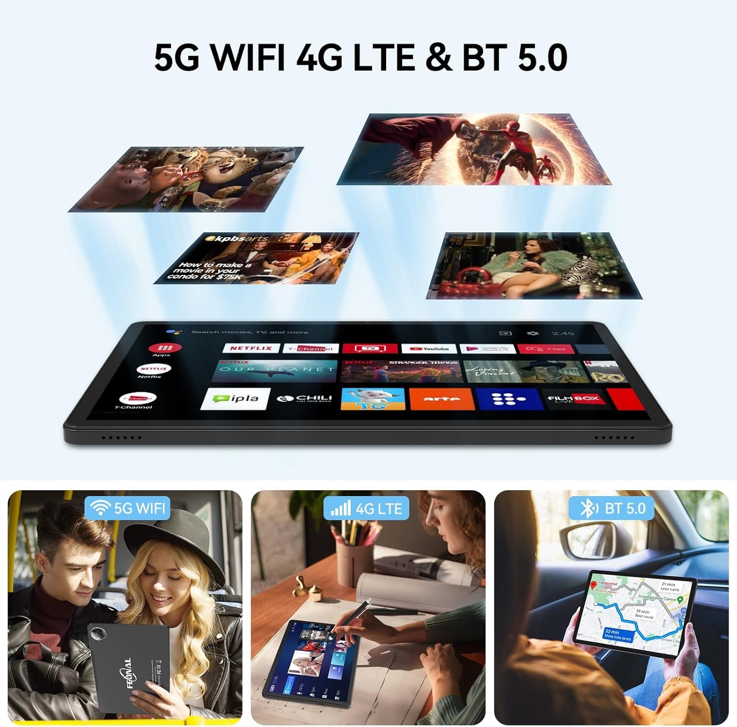 Tablet 11 inch Android 15 Tablet, 2025 Latest Update 128GB ROM 16GB RAM, 4G LTE Tableta, 5G WiFi+Cellular, Octa-Core MTK8786, 13+8 MP Rear and Front Camera,Incell FHD Screen, T-Mobile SIM Card Support - Image 7