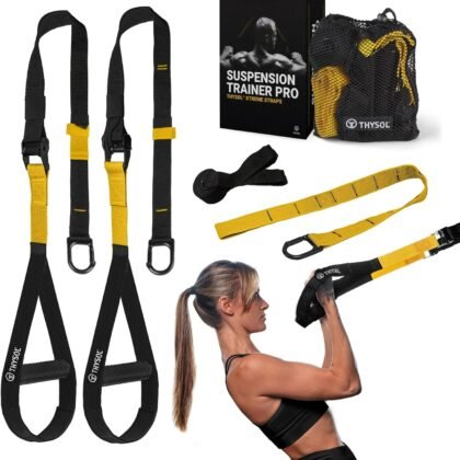 THYSOL® Resistance Trainer Pro Xtreme Straps Army | Sling Trainer Set with Adjustable Door Anchor | Fitness Home Workouts - Suitable for Travelling & for Training Indoor & Outdoor (Yellow)
