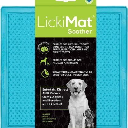 LickiMat Classic Soother Slow Feeder for Dogs Lick Mat Boredom Anxiety Reducer Perfect for Food Treats Yogurt Liquid Food Peanut Butter Fun Alternative to a Slow Feed Dog Bowl, Turquoise