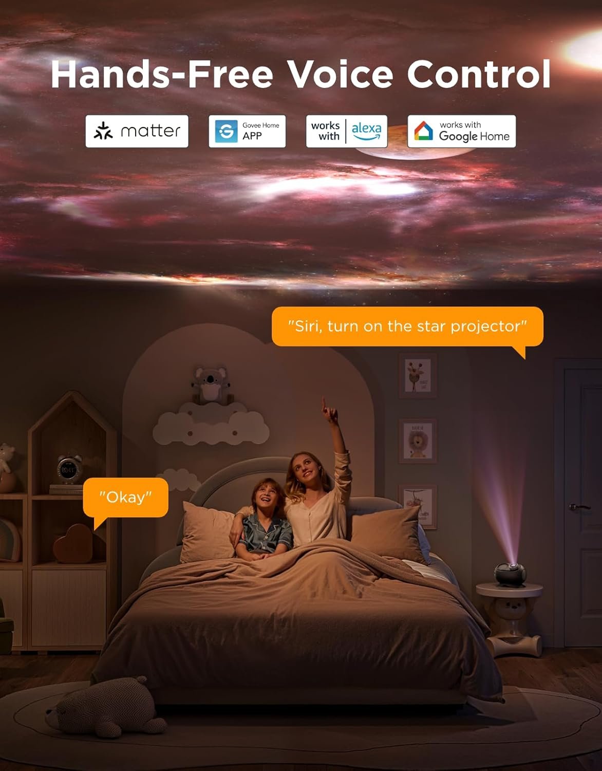 Govee Galaxy Light Star Projector 2 Pro, 4 Megapixel HD Lens, Planetarium Projector work with Matter, Night Light Projector with 20+ Preset Scenes, Star LED Lights Projector, Room Decor, Gift for Kids - Image 7