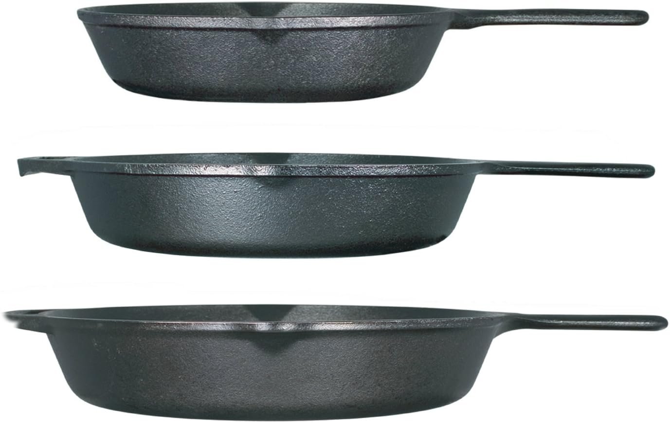Lodge Seasoned Cast Iron 3 Skillet Bundle. 12 Inches and 10.25 Inches with 8 Inch Set of 3 Cast Iron Frying Pans - Image 2