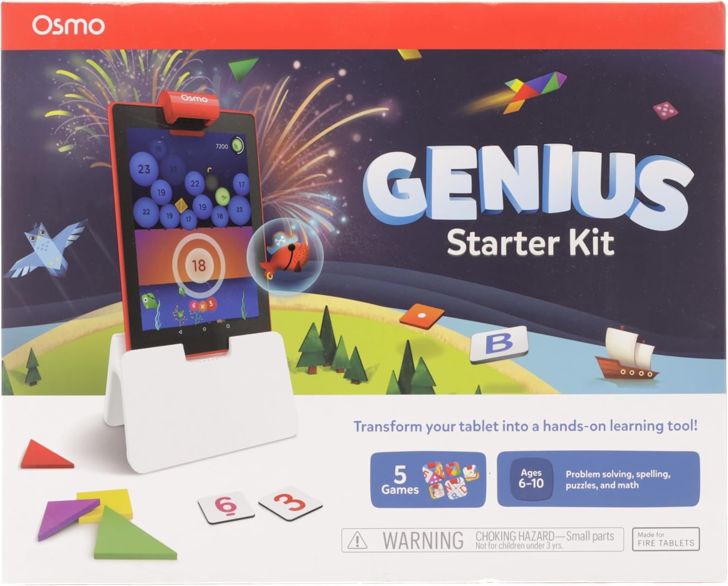 Osmo - Genius Starter Kit for Fire Tablet-5 Educational Learning Games-Ages 6-10-Spelling, Math & Creativity-STEM Toy Gifts-Boy & Girl-Ages 6 7 8 9 10(Osmo Fire Tablet Base Included-Amazon Exclusive) - Image 10