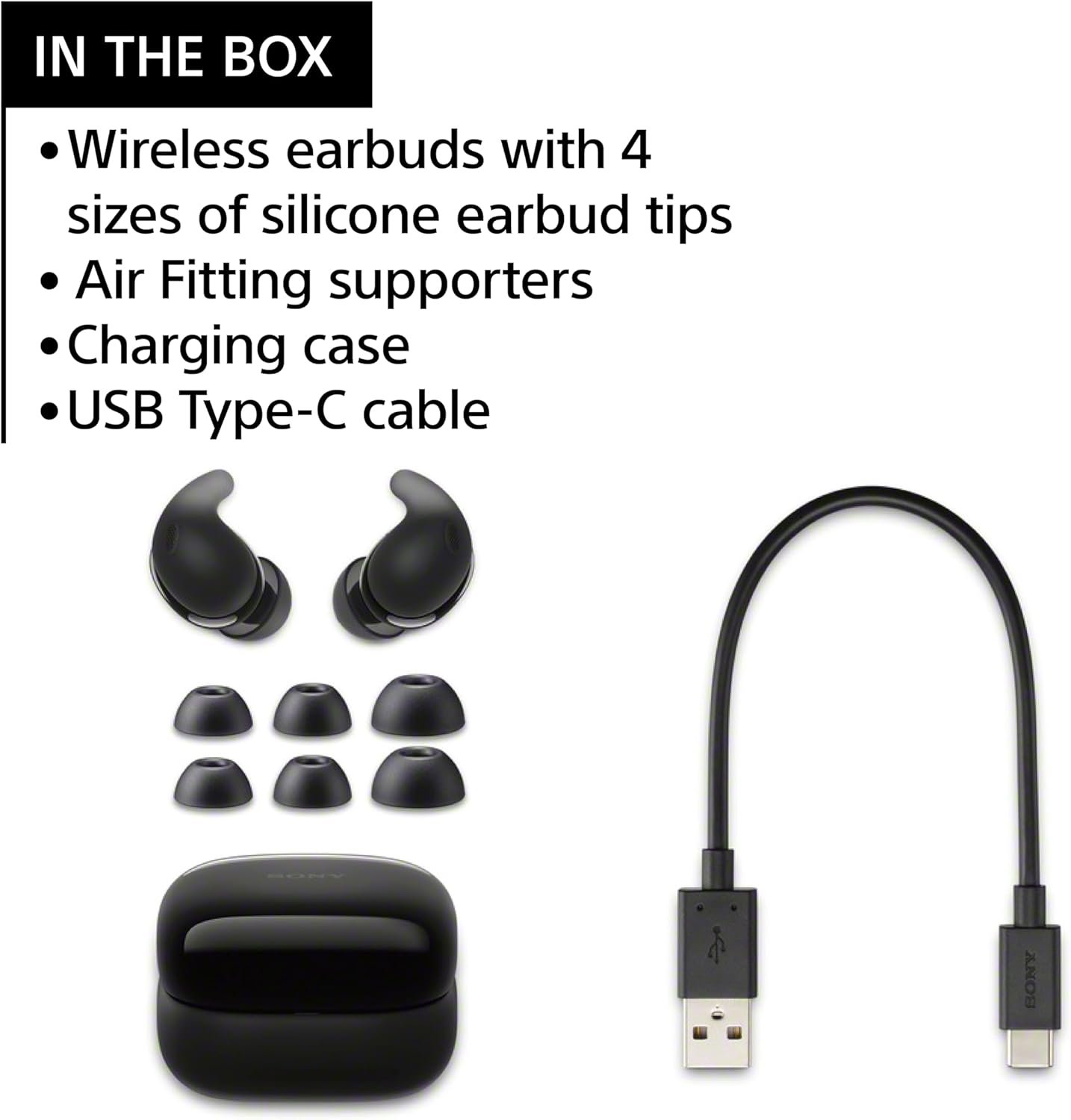 Sony LinkBuds Fit Truly Wireless Noise Canceling Earbud Headphones, Small & Light with Newly Developed Air Fitting Supporters, Black - Image 6
