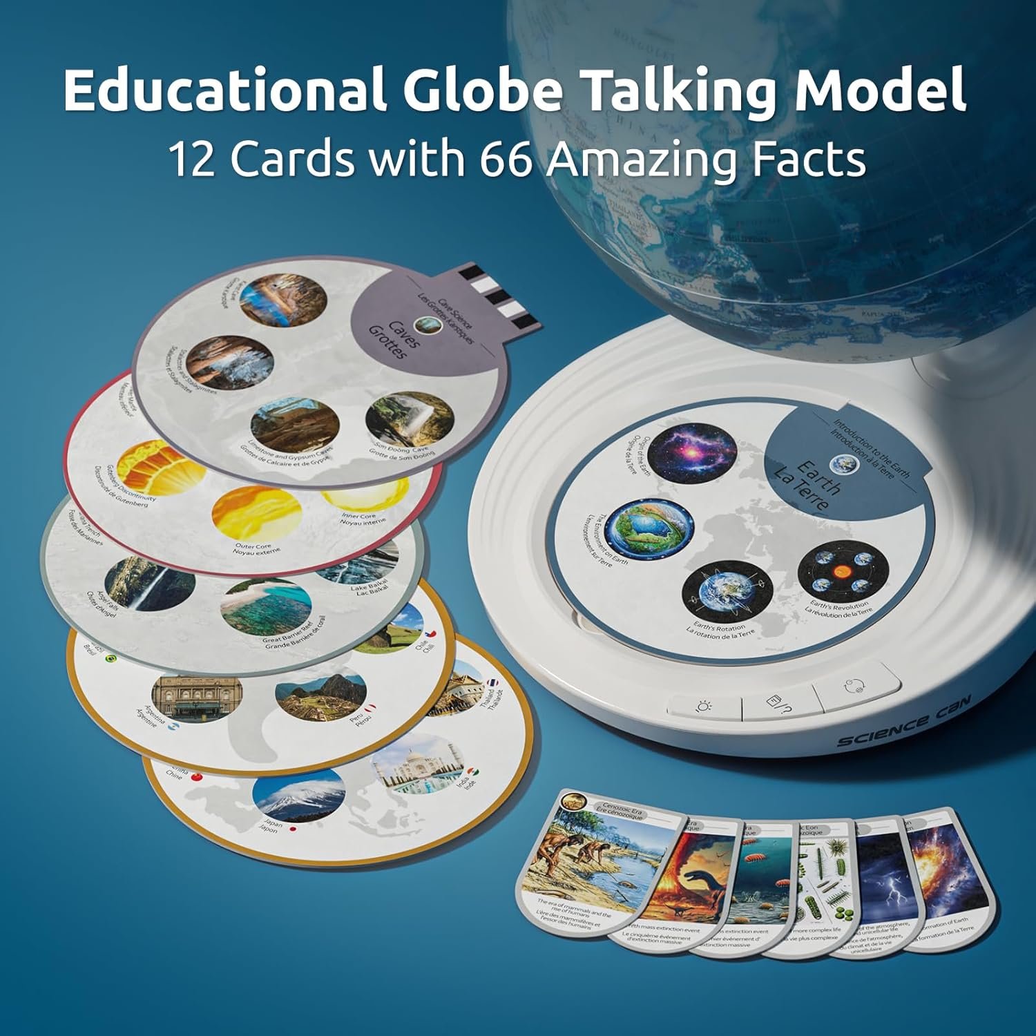 Science Can Openable Globe for Kids, 8 Inch Interactive World Globe Talking Model with Knowledge & Quiz Mode, Bilingual Stem Toys for Kids, Birthday Christmas Gift for 6-12 Year Old Boys & Girls - Image 5