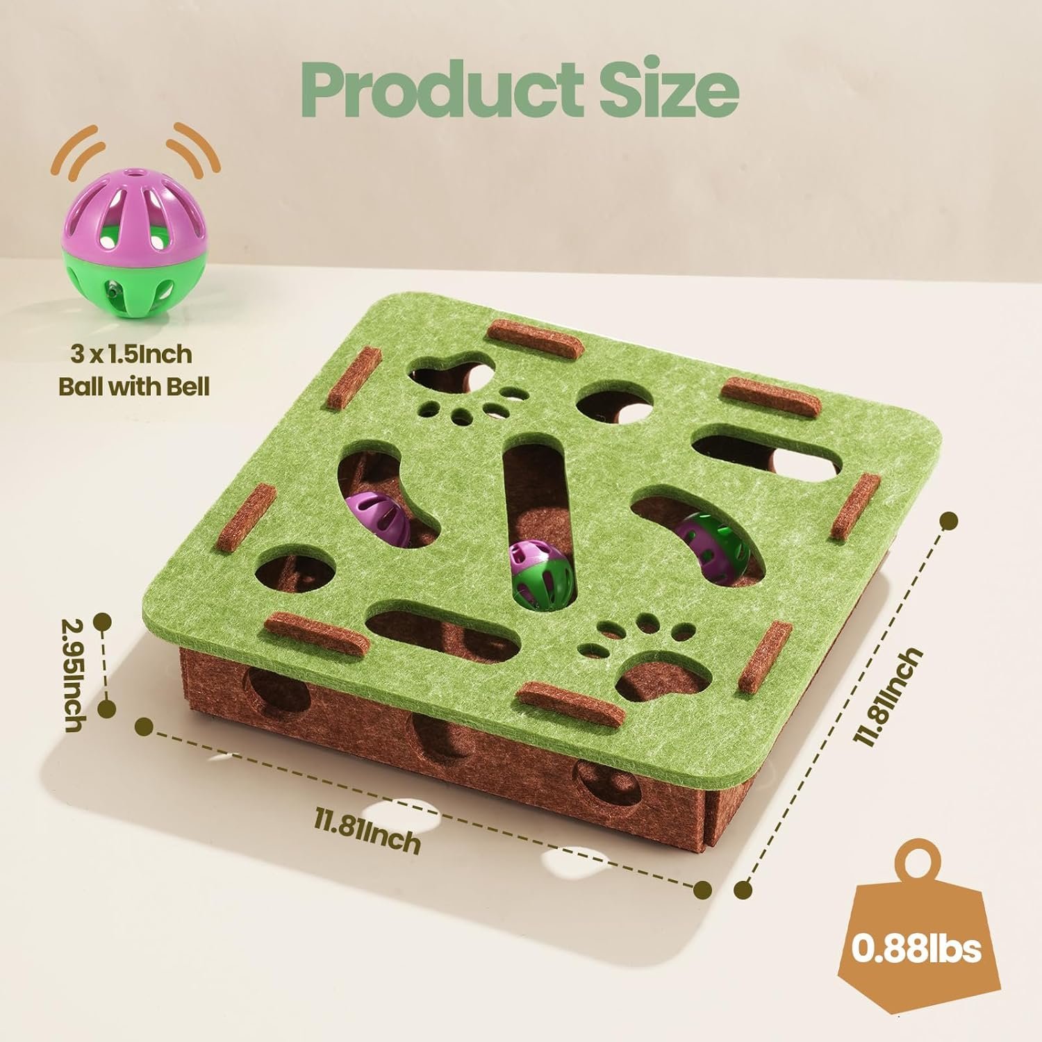 Interactive Cat Toy Puzzle Toys for Indoor Cats Felt Maze Box Kittern Toys Pet Cat Games Self Play Fun Exercise Hide Seek Moving Cat Toy for Bored Cats Encourages Hunting Instincts - Image 3
