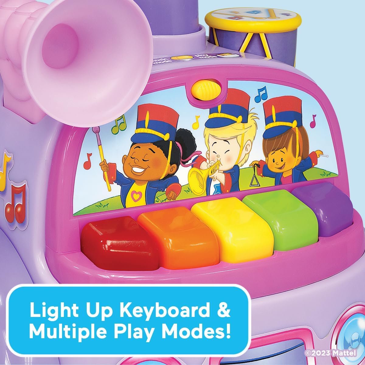 Little People Fisher-Price Music Parade Purple Ride-On, Plays 5 Marching Tunes & Other Sounds! Perfect for Toddler Boys & Girls Ages 1, 2, & 3 Years Old - Helps Foster Motor Skills - Image 3