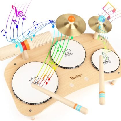Kids Drum Set for Toddlers 3+, 8 in 1 Montessori Musical Instruments - Wooden Musical Toys for Baby Easter Christmas Birthday Gifts for Preschool Learning Music for Boys Girls Age 3 4 5 6