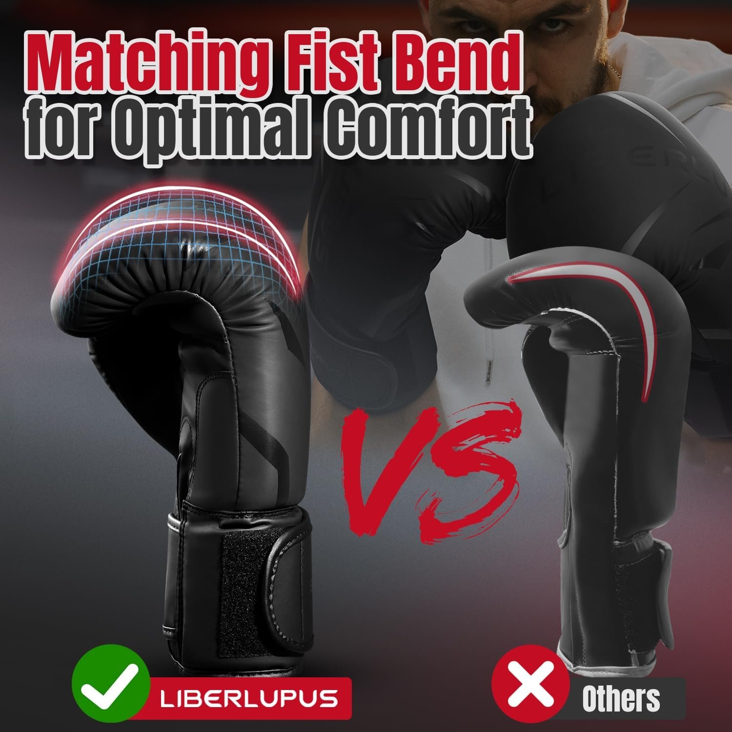 Liberlupus Boxing Gloves for Men & Women - Training, Kickboxing, Sparring, Punching, Heavy Bag Workout for Muay Thai, MMA - Image 3