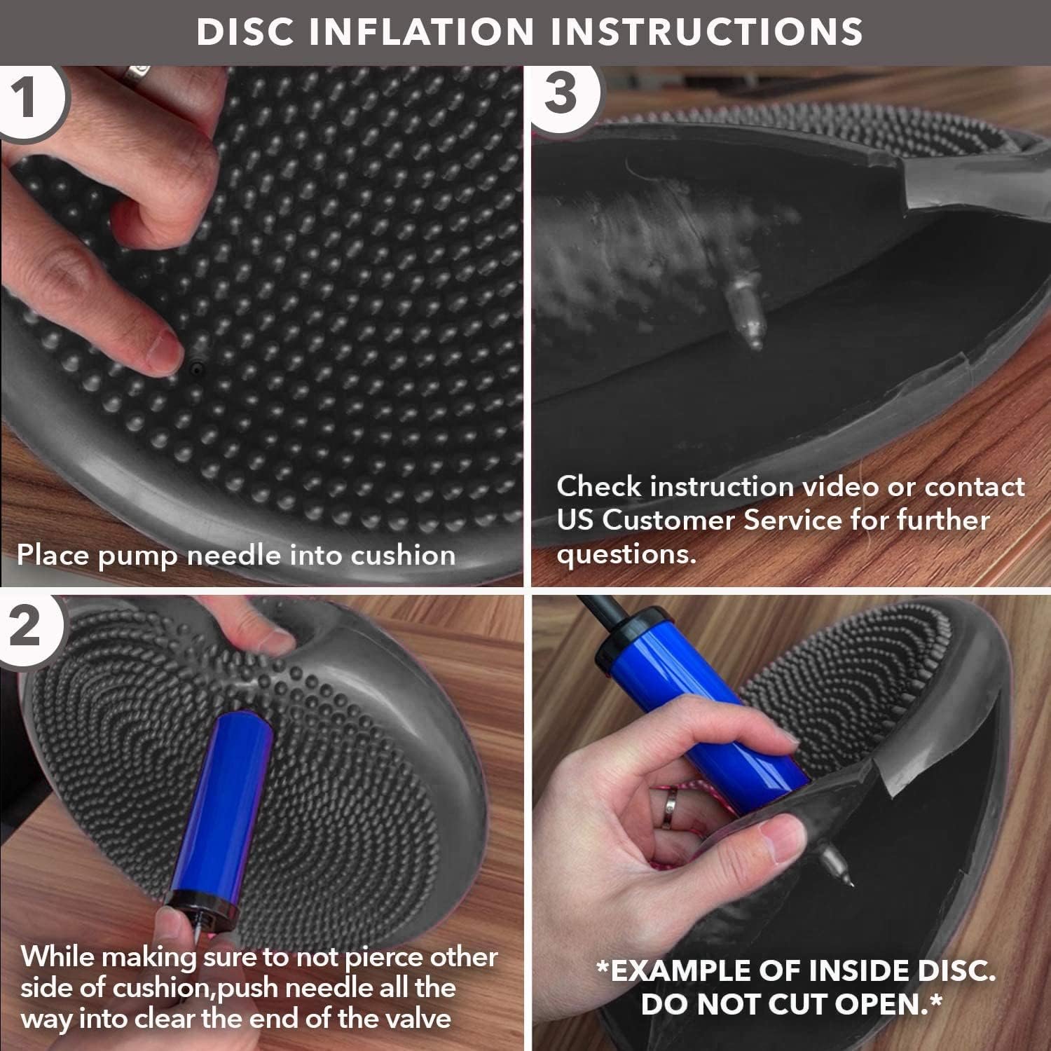 JFIT Inflatable Balance and Stability Disc - Large Yoga Wobble Cushion Trainer with Pump - Core Fitness and Workout Equipment Discs for Home - Office Chair, Ankle Strength Training and Dog or Pet Activity, Blue, 13-Inch - Image 6