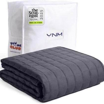 YnM 15lbs Weighted Blanket for Adults, Heavy Bed Throw Blanket with Cooling Glass Beads for All Season Use, Ideal for ~90lbs (48x72 Inches, Twin/Full, Dark Grey)