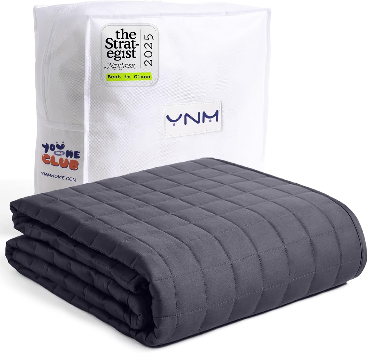YnM 15lbs Weighted Blanket for Adults, Heavy Bed Throw Blanket with Cooling Glass Beads for All Season Use, Ideal for ~90lbs (48x72 Inches, Twin/Full, Dark Grey)