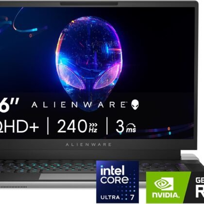 Alienware X16 R2 Gaming Laptop - 16-inch QHD+ 240Hz 3ms Display, Intel Core Ultra 7-155H, 16GB LPDDR5X RAM, 1TB SSD, NVIDIA GeForce RTX 4070 8GB GDDR6, Windows 11 Home, Onsite Service - Lunar Silver