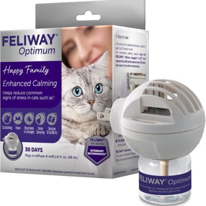 FELIWAY® Optimum 30 Day Cat Calming Plug In Pheromone Diffuser Starter Kit, 48ml - Helps Reduce Common Signs of Stress in Cats & Kittens, Enhanced Calming