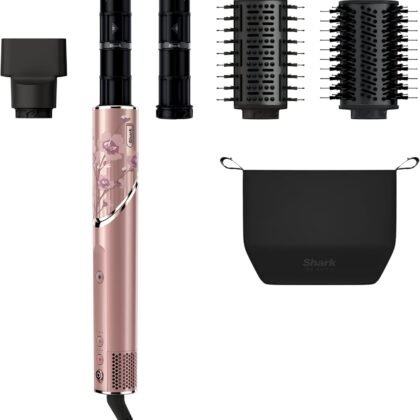 Shark FlexStyle Air Styling & Drying System, Powerful Hair Dryer Brush & Multi-Styler with Auto-Wrap Curlers, Concentrator Attachment and Storage Bag, Blossom Bliss, HD432RS