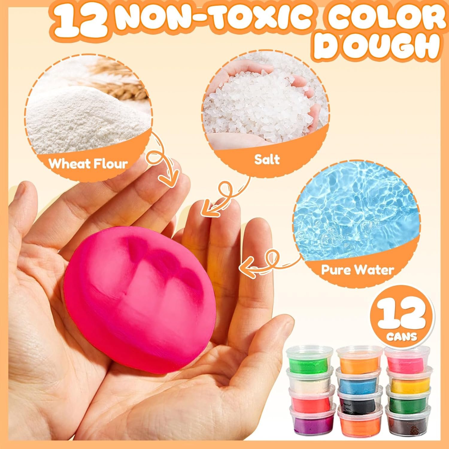 3 in 1 Color Dough Kitchen Creations Set, Ice Cream Spaghetti Burger Maker Machine, Art Crafts Food Modeling Toys, Accessories Tools Kit for Boys Girls Kids Toddlers Ages 3+ (12 Colors Dough) - Image 5