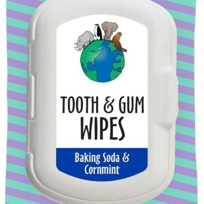 earthbath Tooth & Gum Wipes - Peppermint Dog Teeth Cleaning Wipes, No Brush Pet Dental Finger Swab for Dog and Cat Teeth Cleaning, Made in USA - Baking Soda & Cornmint, 50 Count