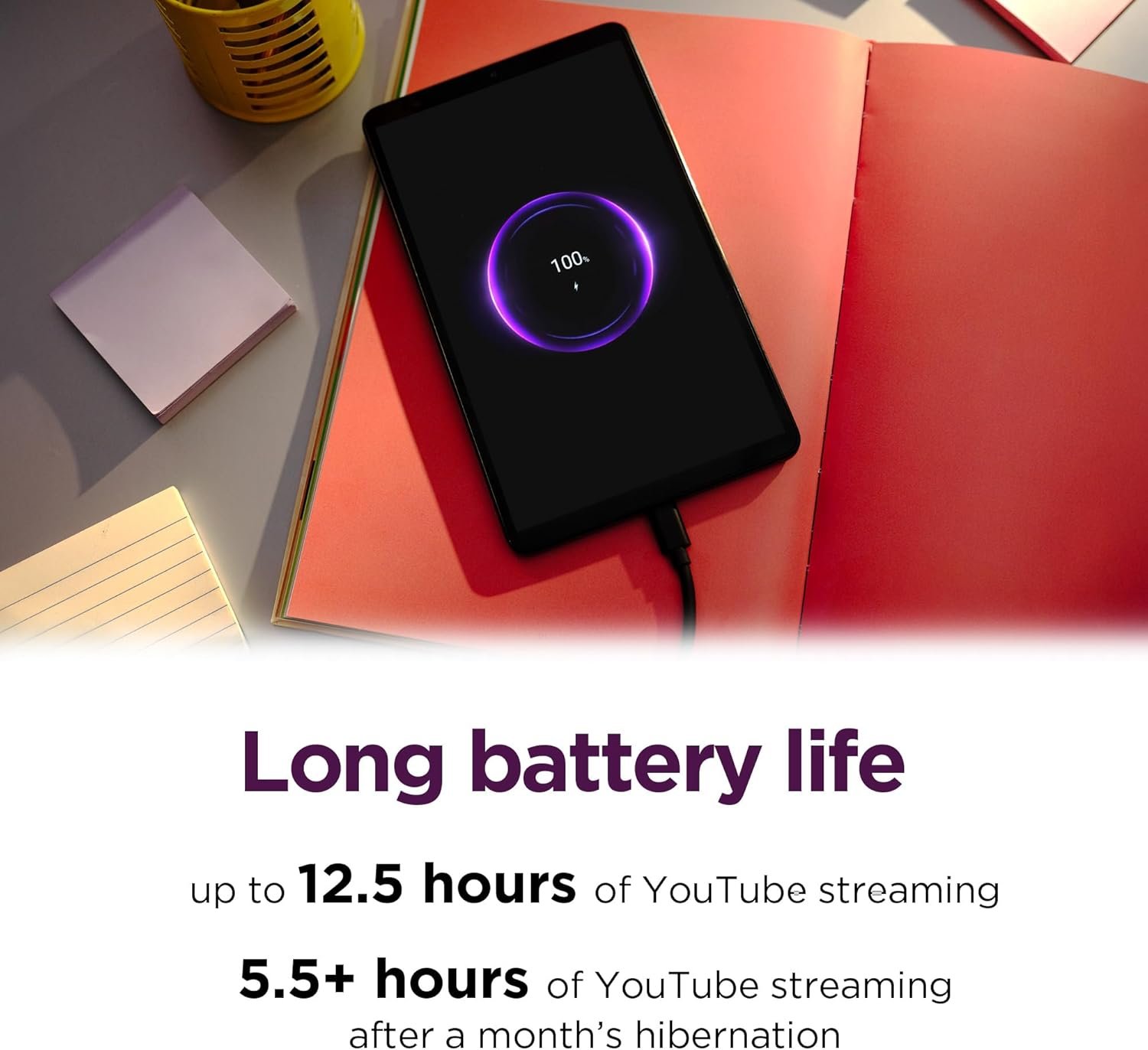 Lenovo Tab One - Lightweight Tablet - up to 12.5 Hours of YouTube Streaming - 8.7" HD Display - 4 GB Memory - 64 GB Storage - MediaTek Helio G85 - Includes Folio Case - Image 3