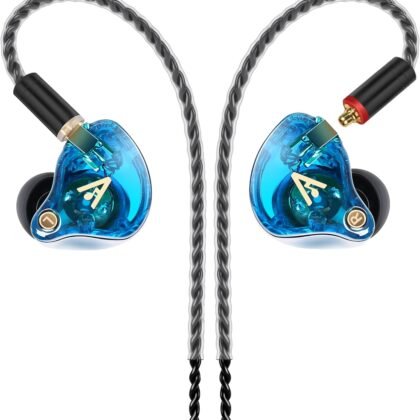 Vibes 202 Wired Earbuds - HiFi in Ear Monitor Headphones – Professional Noise Isolating Ear Buds - Clear Sound, Deep Bass & Comfort-Fit IEM Earphones - MMCX to 3.5mm, Silver Plated Cord, Carrying Case