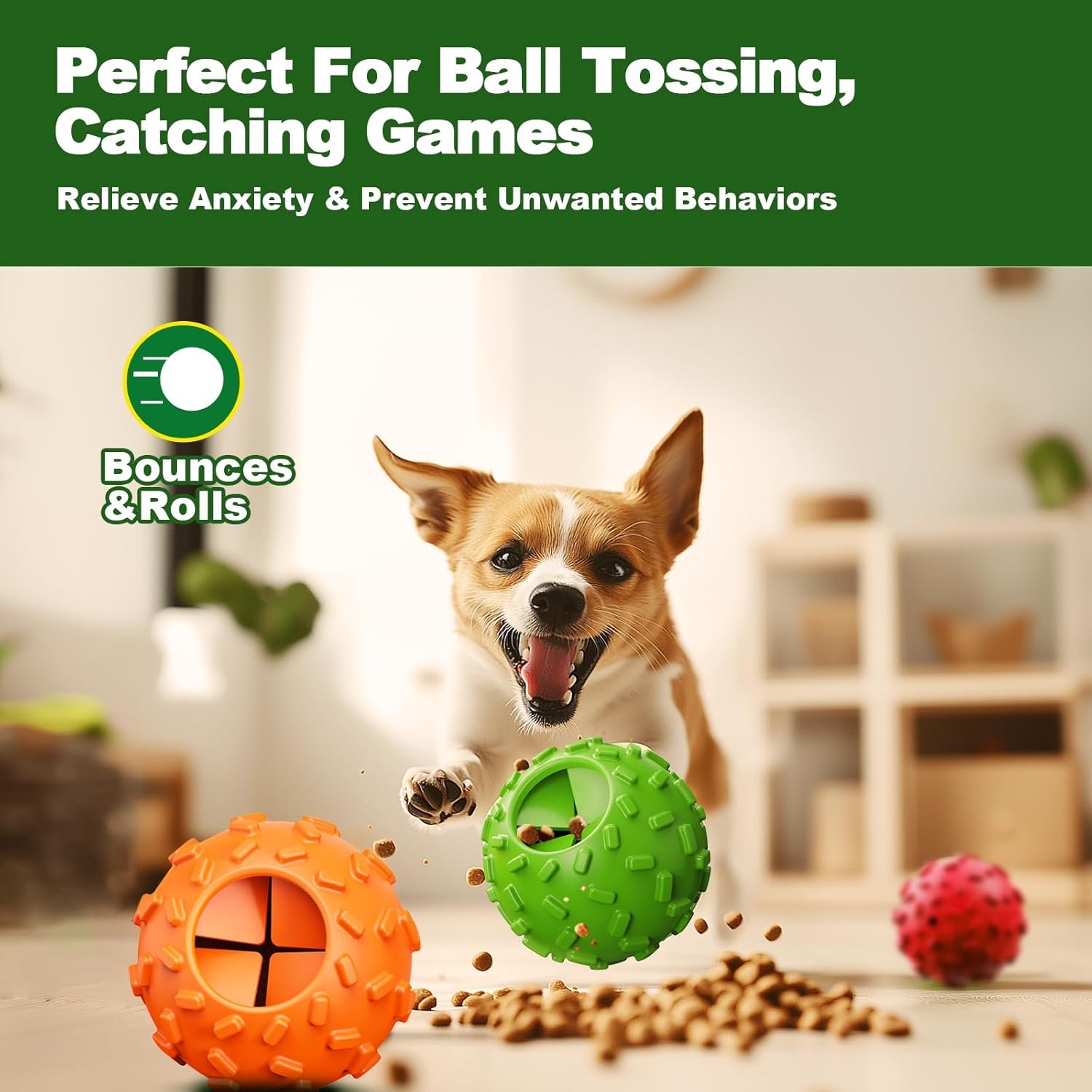 Treat Dispensing Dog Toys - Interactive Cognitive Dog Treat Toy,Puzzle Ball for Puppies & Small Dogs,Promotes Slow Eating, Reduces Stress,Perfect for Fetch,Chewing & Training - Image 2