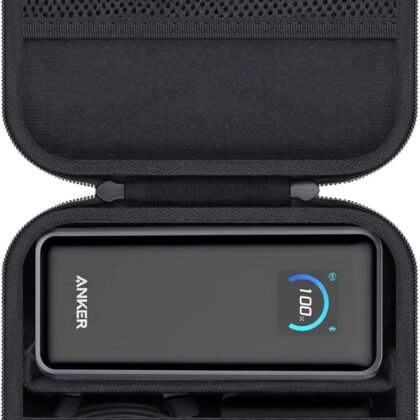 co2CREA for Anker 25,000mAh 165W / Prime 26,250mAh Power Bank and Laptop 140W USB-C Charger, Hard Travel Case Compatible with 25K Power Bank A1695, Case Only (Black Case)