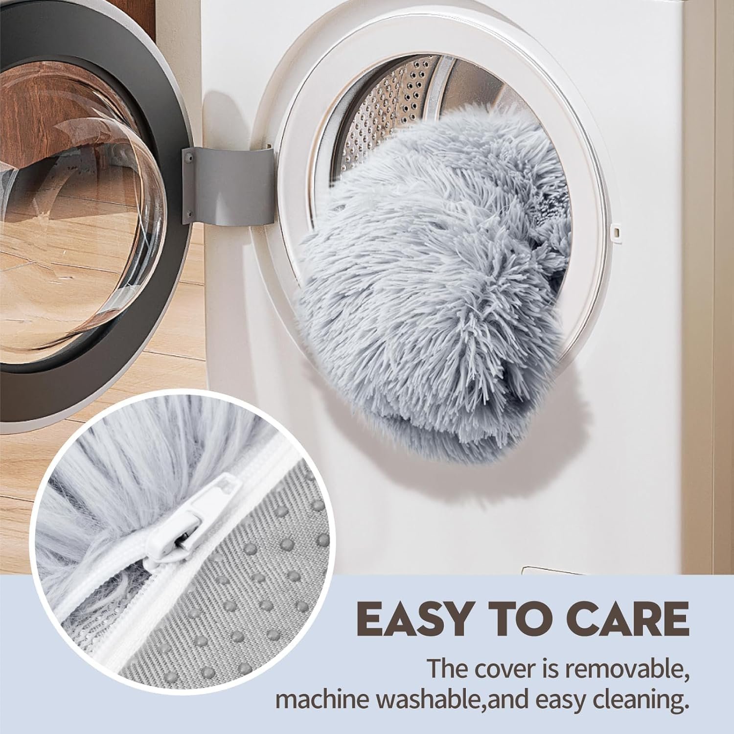 Mewoo Dog Couch, Small Dog Bed with Removable Washable Cover, Cute Cat Couch for Pets, Cat Beds for Indoor Cats with Anti-Slip Bottom (Grey) - Image 4