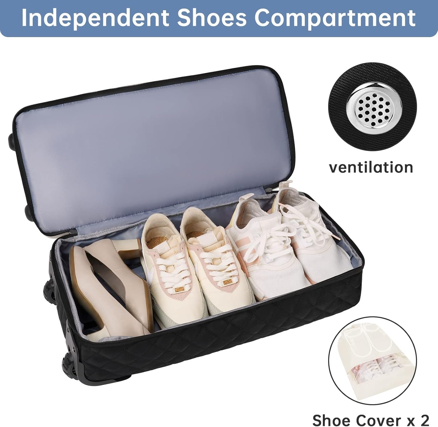 ETRONIK Rolling Duffle Bag with Wheels, 21 Inch Flight Approved Duffle Bags for Travel with Toiletry Bag, Carry on Luggage Travel Bags for Women with Shoe Compartment, Beige - Image 5