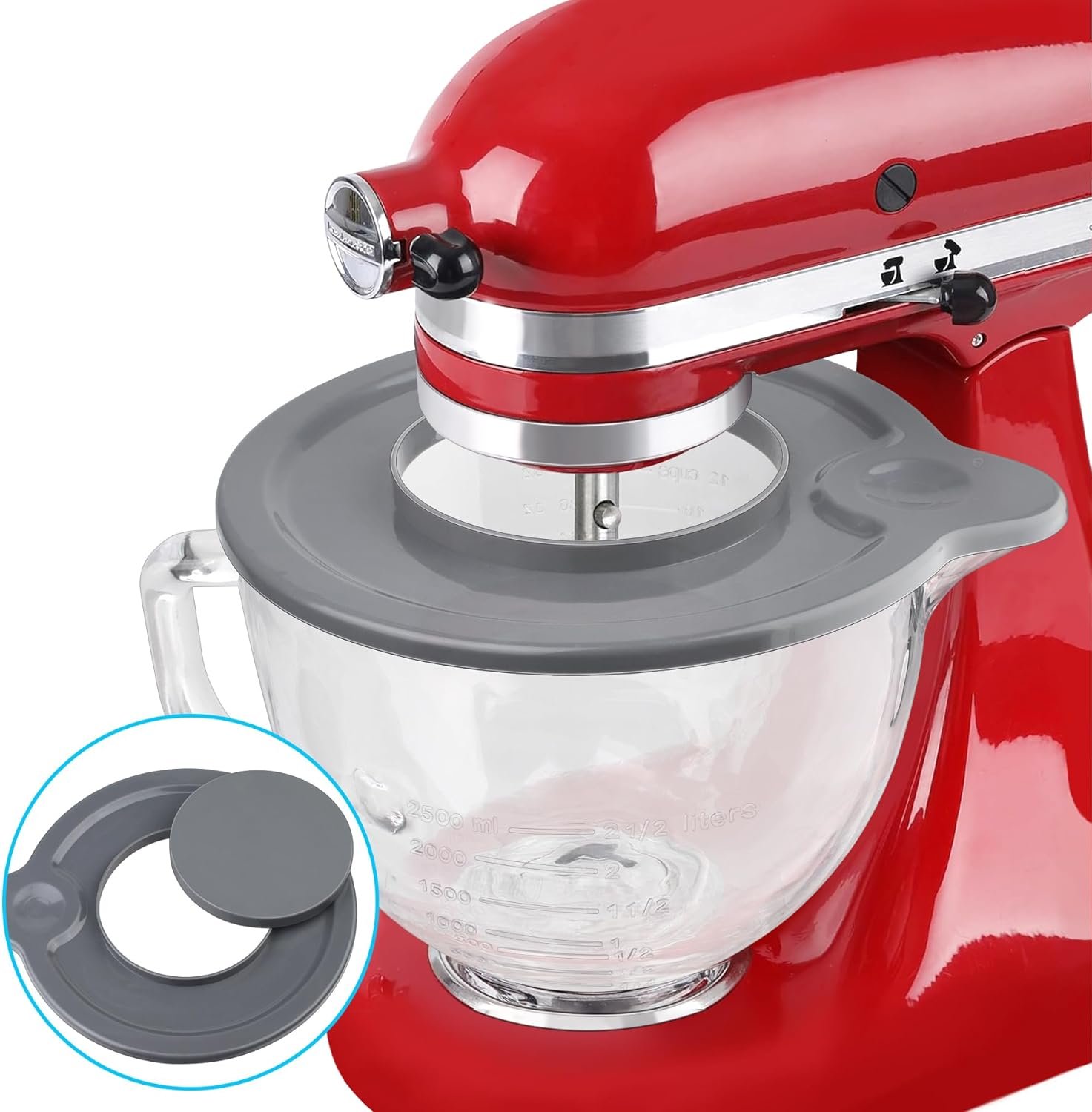 Glass Mixing Bowl Accessory 5 Quart - Compatible with KitchenAid 4.5 and 5 Quart Tilt-Head Stand Mixers (With Lid & Lock Ring) - Image 3