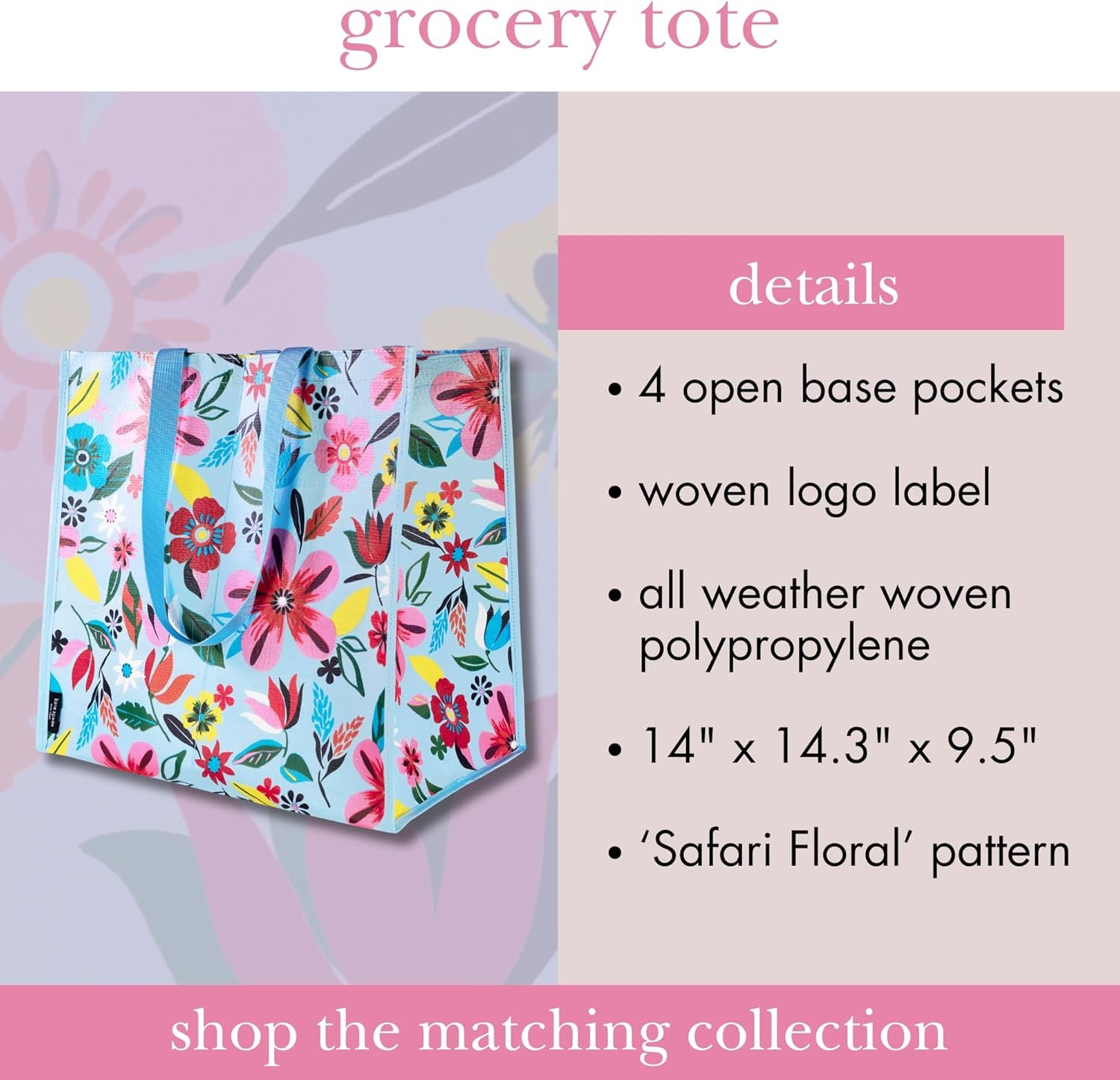 Kate Spade New York Reusable Shopping Bag, Grocery Tote with Shoulder Straps, Large Collapsible Tote - Image 4