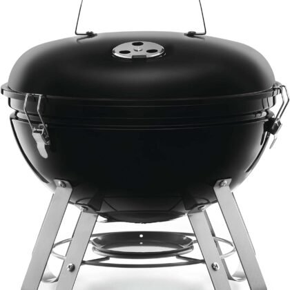 Napoleon Legend 14-Inch Portable Charcoal Kettle Grill, Black, Chrome-Plated Cooking Grid