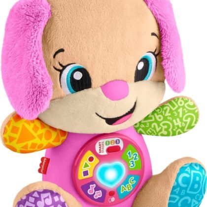 Fisher-Price Baby Learning Toy Laugh & Learn Smart Stages Sis Pink Musical Plush with Smart Stages for Infants Ages 6+ Months, Multilanguage Version
