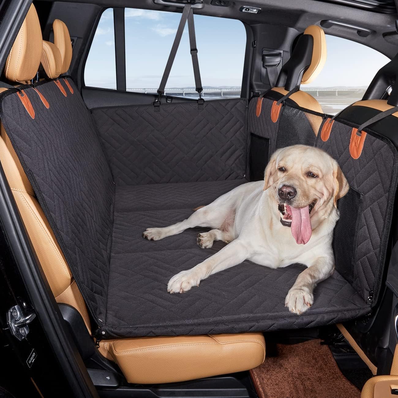 YJGF Back Seat Extender,Dog Seat Cover for Back Seat,Hard Bottom Car Seat Cover for Dogs,Dog Hammock for Car,Back Seat Pet Cover for Dogs(Black) - Image 7