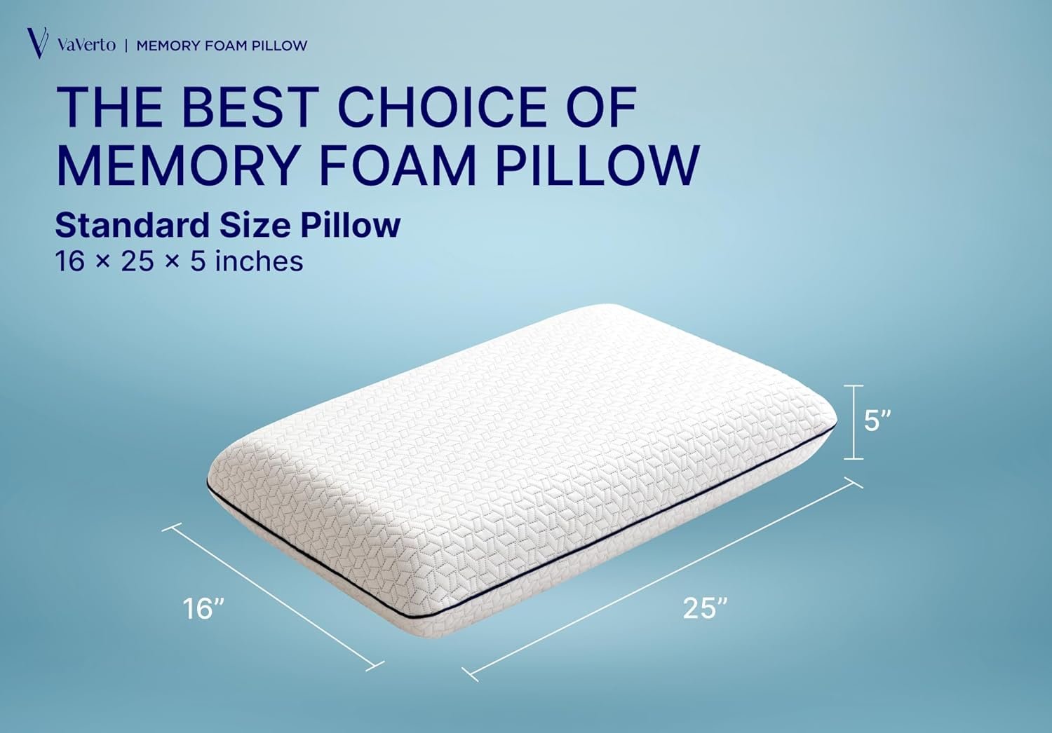 Cooling Gel Memory Foam Pillow - 1-Pack - Standard Size Bed Pillows For Sleeping - Medium-Firm - Back, Stomach and Side Sleeper Pillow - Shoulder & Back Pain Relief - Washable , Bamboo Viscose Cover - Image 6