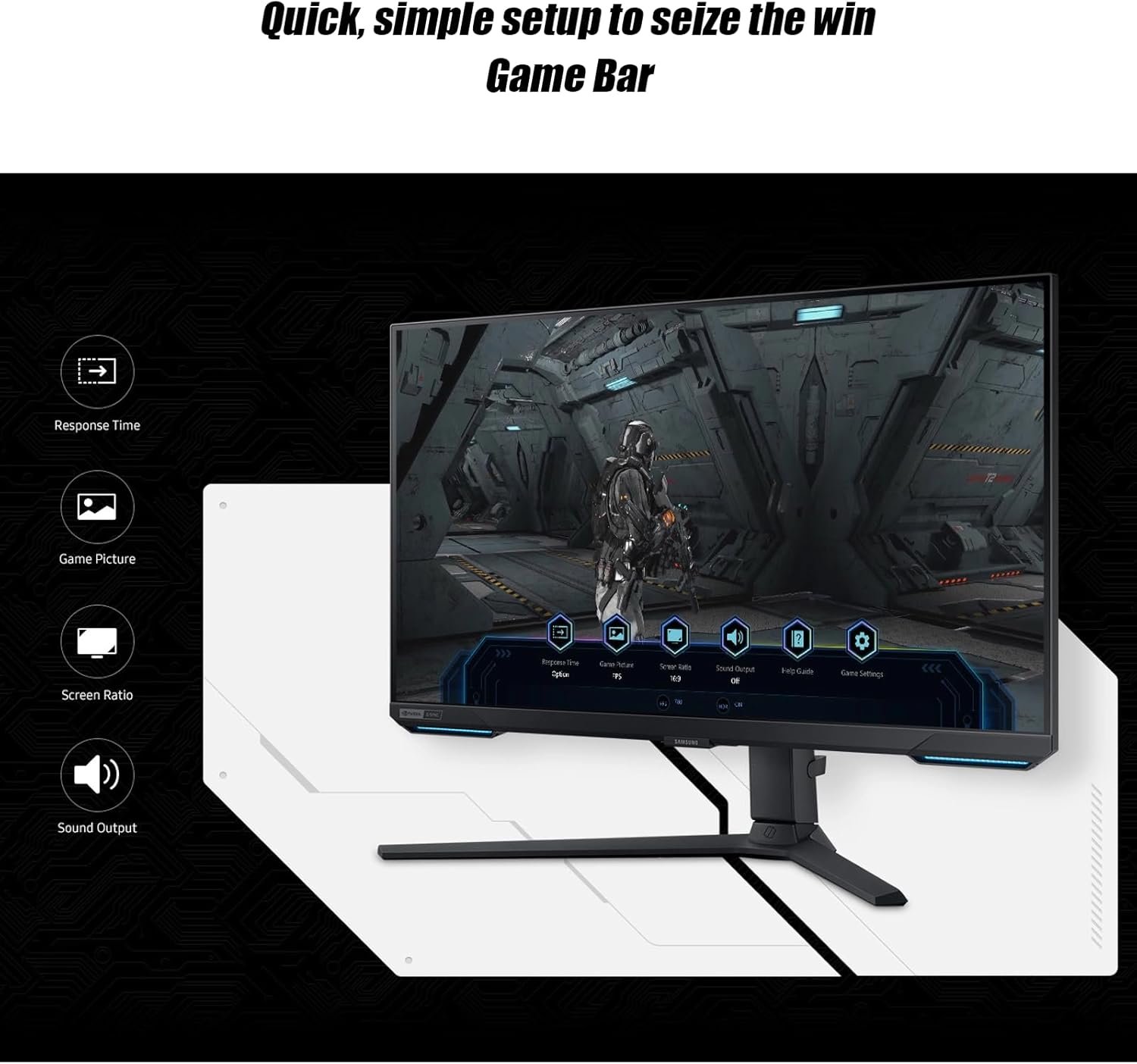 Samsung 28" Odyssey G7 4K UHD 144Hz 1ms G-Sync Gaming Monitor, HDR400, AMD FreeSync Premium Pro, Ultrawide Game View, DisplayPort, HDMI, Height Adjustable Stand, Black - Image 4